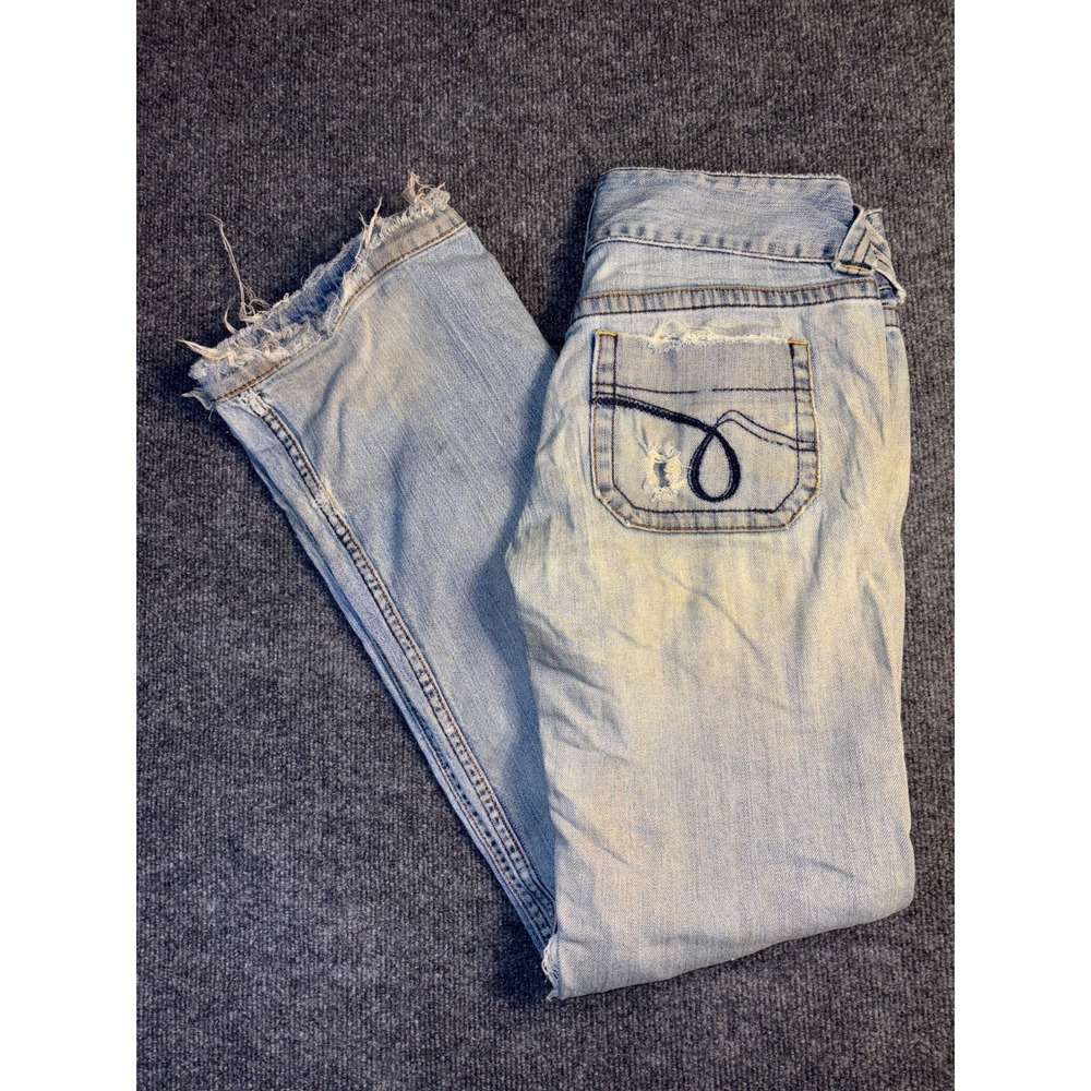 Refuge Bootcut Jeans Womens 7 Blue Premium Denim Ripped Stitch Pocket P125-FM044